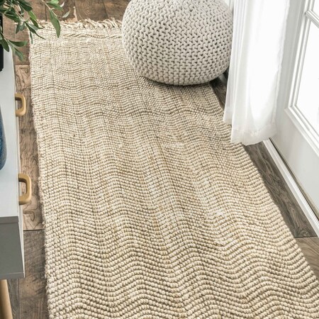 Nuloom Don Chevron Jute Tasseled Area Rug 2ft 6in x 8ft NCNT01A-2608